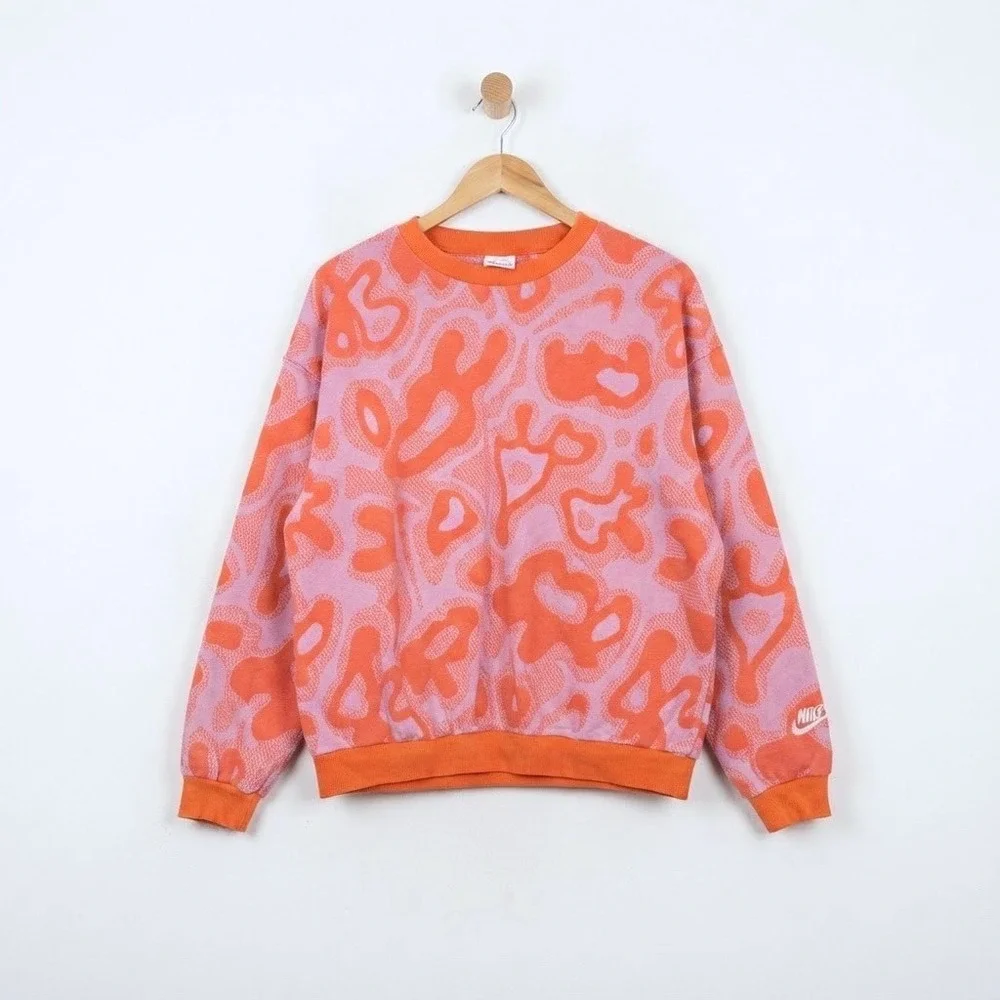 Kidcore Funky Nike Pink Orange Abstract Crewneck Youth XL Adult M Maximalist
